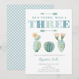 Young Wild and DREE Cactus 3rd Birthday Party Einladung