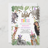 Young Wild and DREE Safari 3. Geburtstag Einladung (Vorderseite)