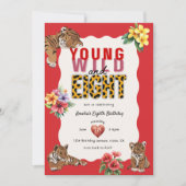 Young Wild and Eight Tiger Jungle Birthday Einladung (Vorderseite)