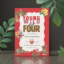 Young Wild and Four Tiger Floral Birthday