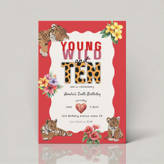 Young Wild and Ten Tiger Jungle Birthday Einladung