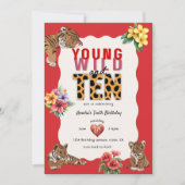 Young Wild and Ten Tiger Jungle Birthday Einladung (Vorderseite)