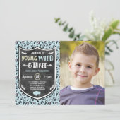 Young Wild and Three 3. Birthday Party Foto Einladung (Stehend Vorderseite)