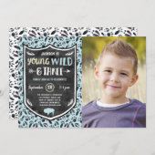 Young Wild and Three 3. Birthday Party Foto Einladung (Vorne/Hinten)