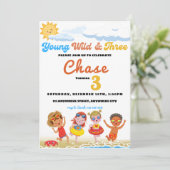 Young Wild and Three Beach Birthday Party Einladung (Stehend Vorderseite)