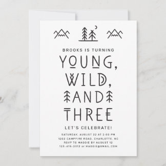 Young Wild and Three Birthday Einladung
