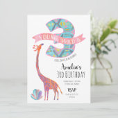 Young Wild and Three Birthday Einladung (Stehend Vorderseite)