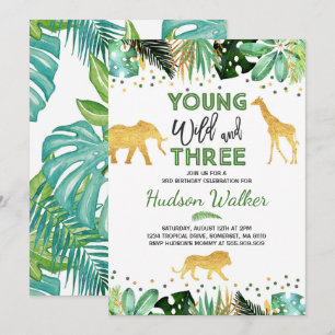 Young Wild and Three Birthday Einladungs Dschungel Einladung