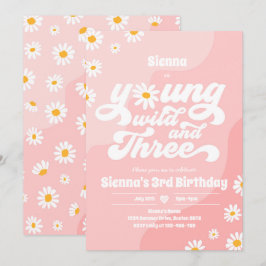 Young Wild and Three Birthday Party Boho Daisy Einladung