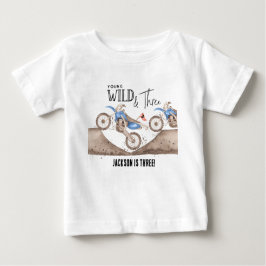 Young Wild and three Blue Dirt Bike 3. Geburtstag Baby T-shirt
