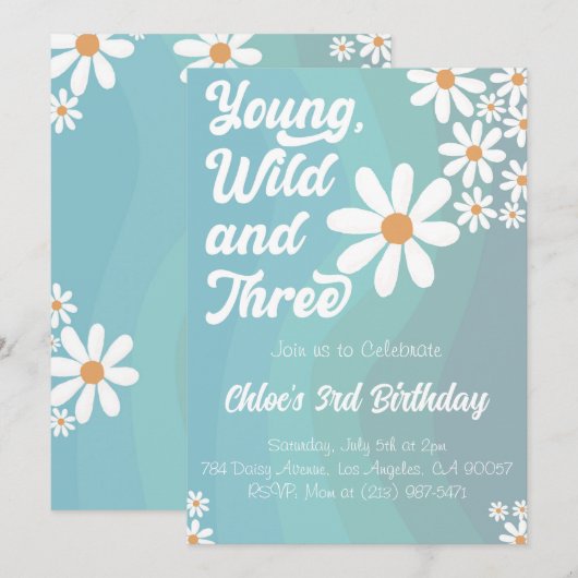 Young Wild and Three Blue Einladung (Vorne/Hinten)