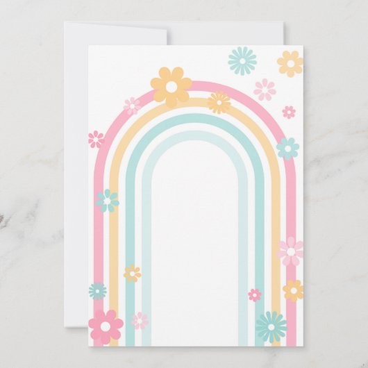Young Wild and Three Boho Daisy Rainbow Birthday Einladung (Rückseite)