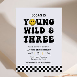 Young Wild and Three Boy 3. Geburtstag Party Einladung