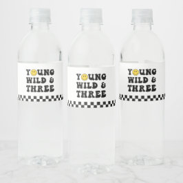 Young Wild and Three Boy 3. Geburtstag Party Wasserflaschenetikett