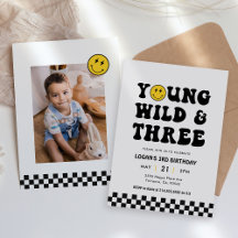 Young Wild and Three Boy 3rd Birthday Photo