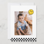 Young Wild and Three Boy 3rd Birthday Photo Einladung (Rückseite)