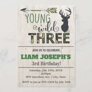 Young Wild and Three Boys 3. Geburtstag Einladung