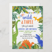 Young Wild and Three Dinosaur Birthday Einladung (Vorne/Hinten)