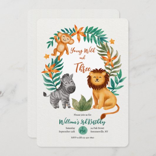 Young Wild and Three Einladung (Vorne/Hinten)