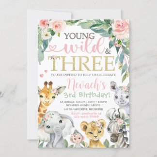 Young Wild and Three Einladung | Safari Birthday