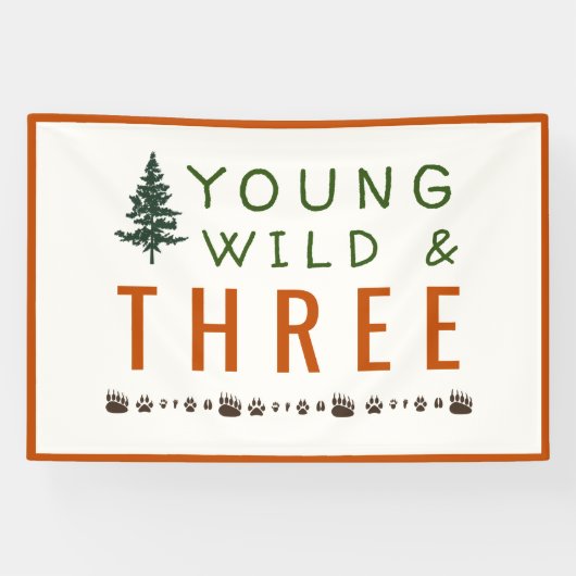 Young Wild and Three Forest Birthday Banner (Horizontal)