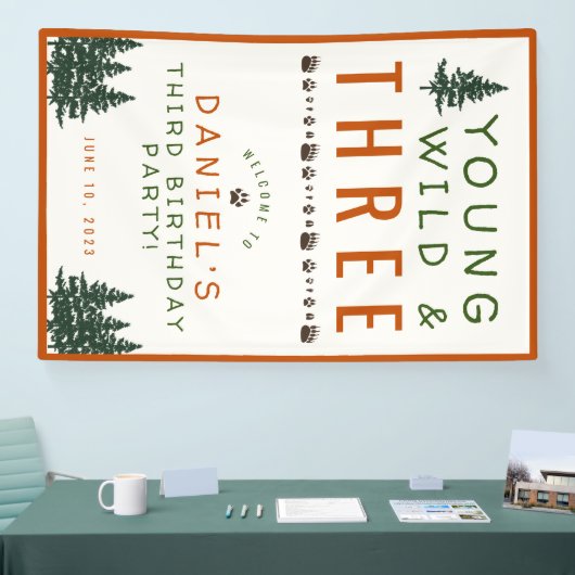 Young Wild and Three Forest Birthday Banner (Messe)