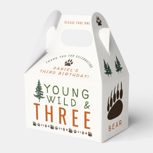 Young Wild and Three Forest Birthday Favor Box Geschenkschachtel (Vorderseite)