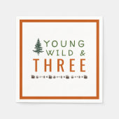 Young Wild and Three Forest Birthday Party Napkins Serviette (Vorderseite)