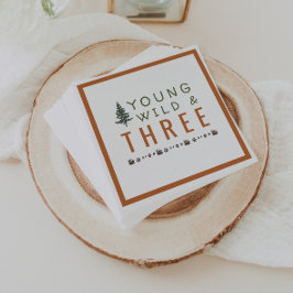 Young Wild and Three Forest Birthday Party Napkins Serviette