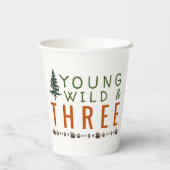Young Wild and Three Forest Birthday Party Pappbecher (Rückseite)
