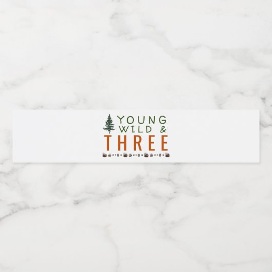 Young Wild and Three Forest Birthday Wasserflaschenetikett (Einzelnes Label)