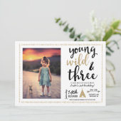 Young Wild and Three Foto Einladung (Stehend Vorderseite)