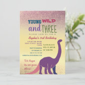 Young Wild and Three Girl 3. Geburtstag Einladung (Stehend Vorderseite)