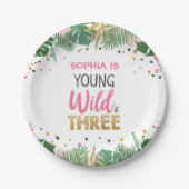 Young Wild and Three Girl Pink Tropical Safari Pappteller (Vorderseite)