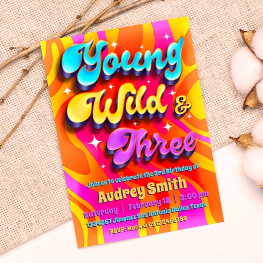 Young Wild and Three - Groovy Einladung