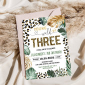 Young Wild and Three Leopard Print Jungle Geburtst Einladung