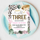 Young Wild and Three Leopard Print Jungle Geburtst Einladung