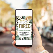 Young Wild and Three Leopard Print Jungle Geburtst Einladung