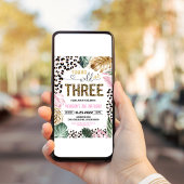 Young Wild and Three Leopard Print Jungle Geburtst Einladung