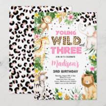 Young Wild and Three Leopard Print Safari Geburtst