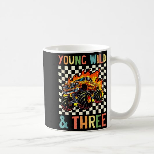 Young Wild And Three Monster Truck 3rd Birthday 3y Kaffeetasse (Rechts)