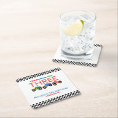 Young Wild and Three Monster Truck Boy Birthday Rechteckiger Pappuntersetzer (Vor Ort)