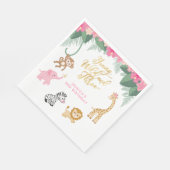 Young Wild and Three - Pink Safari Girl's 3. Serviette (Ecke)