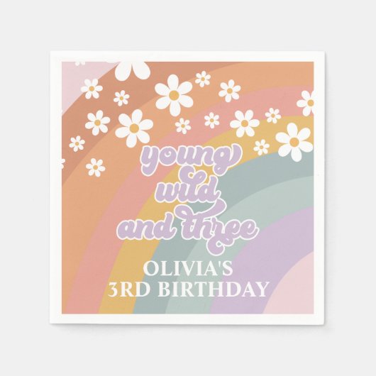 Young Wild and Three Retro Rainbow Napkins Serviette (Vorderseite)