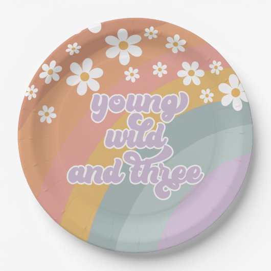 Young Wild and Three Retro Rainbow Pappteller (Vorderseite)