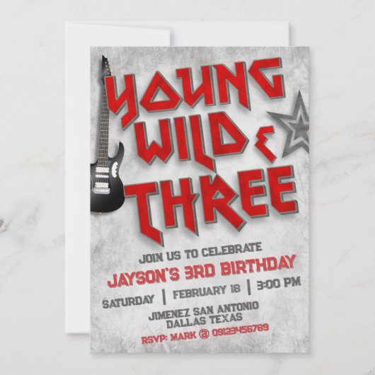 Young Wild and Three Rock Einladung (Vorderseite)