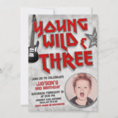 Young Wild and Three Rock Einladung mit Foto (Vorderseite)