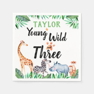 Young Wild and Three Safari Animal 3. Geburtstag Serviette
