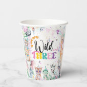 Young Wild and Three Safari Animals Girl zum Gebur Pappbecher (Rückseite)