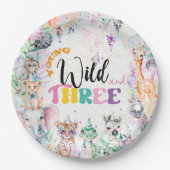Young Wild and Three Safari Animals Girl zum Gebur Pappteller (Vorderseite)